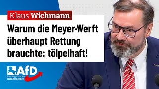 Warum die MeyerWerft überhaupt Rettung brauchte tölpelhaft – Klaus Wichmann AfD [upl. by Melessa]