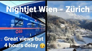 Nightjet 🇦🇹 Vienna to 🇨🇭 Zurich  Sleeper train with amazing views but 4 hours delayed arrival [upl. by Piane597]