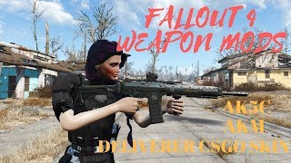 Fallout 4 Weapon Mods  AK5C  AKM  DEILVERER CSGO RETEX [upl. by Goldin283]