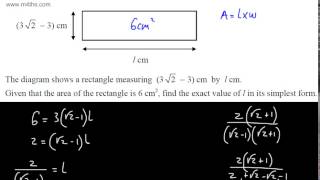 GCSE Maths  Surds 4 Tough Exam Questions and Extension  A IGCSE AS OCR [upl. by Tiduj]