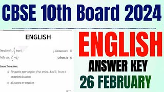 cbse board 10th english paper solution 2024 class 10 cbse board exam 2024 english paper answer key [upl. by Janeen95]