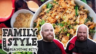 Shrimp Fried Rice with Blackstone Betty  Blackstone Griddle Recipes [upl. by Tneciv595]