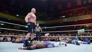 WWE Network Kofi Kingston vs Brock Lesnar Brock Lesnar The Beast in the East July 4 2015 [upl. by Sharline]