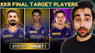 KKR TOP 10 TARGET PLAYERS IPL 2025 MEGA AUCTION  KKR BACKUP PLAYERS  AUCTION STRATEGY [upl. by Marga]