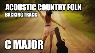 Acoustic Country Folk Guitar Backing Track In C Major [upl. by Nisse]