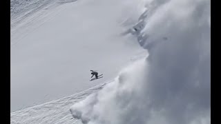 Skiers Epic Backflip Escaping Avalanche [upl. by Valma]