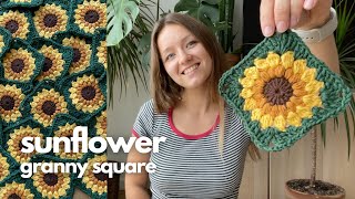 🌻SUNFLOWER GRANNY SQUARES🌻 easy beginner tutorial [upl. by Ardnahc]