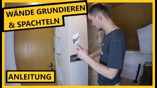 Rigipswand Grundieren amp Spachteln  So gehts│Einbauregal bauen│Teil 4 [upl. by Diskson]