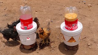 COMO HACER BEBEDERO Y COMEDERO PARA POLLOS POLLITOS Y GALLINAS con botellas de plástico reciclados [upl. by Anerol203]