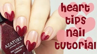 Heart Nail Tips Tutorial Valentines Day Nail Art [upl. by Siednarb464]