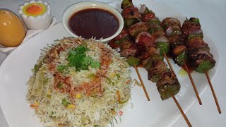 Chinese Egg Fried Rice Recipe  Chicken Shashlik Recipe Shashlik Sauce Recipe All in One 3 Recipes [upl. by Vincents167]