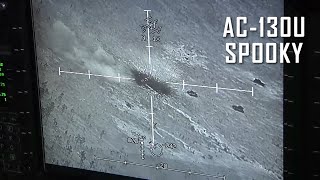 AC130U Spooky Gunship in Action Live Firing [upl. by Anelej]