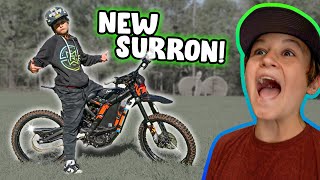 Huckson Deegan Gets A Surron Electric Bike For His Birthday [upl. by Hairehcaz]