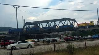 Four UNION RR engines with covered hopper in Clairton Pa [upl. by Ellerd]