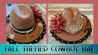 Fall Themed Cowboy Hat with Bling  Dazzling Cowboy Hat for Fall [upl. by Ynnavoeg]