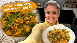 The easiest curry  POTATO CHICKPEA SPINACH curry  Healthy and Delicious and ready in 30 minutes [upl. by Spark]