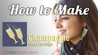 🥂 DIY Beaded Champagne Glass Earring Tutorial for Beginners using Brick Stitch and Delica Beads 🥂 [upl. by Avie]