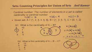 Find Cardinality of Union of two or Three Sets [upl. by Procto]