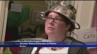 Pastafarian gets to wear strainer on head in license photo [upl. by Anaizit]