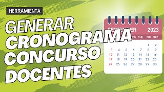 Genera tu cronograma estimado Concurso Docentes  Lista de Elegibles [upl. by Celie]