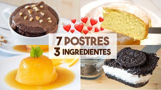 7 POSTRES con 3 INGREDIENTES que tienes en casa 🍫🌟 ¡Postres Fáciles y Rápidos [upl. by Conley]