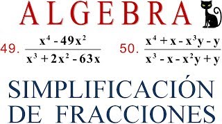 Simplificación de fracciones con término polinomiales Baldor 11949 y 50 [upl. by Anair]