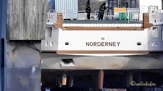 Norderney Inselfähre FRISIA III DMZJ IMO 9732450 Schwimmdock Emder Werft Emden floating dock ferry [upl. by Verada]