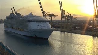 HD  HARMONY OF THE SEAS  Largest Cruise Ship in the World leaving Barcelona [upl. by Care]