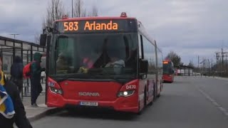 Sweden Stockholm bus 583 ride from Märsta station to Arlanda Airport [upl. by Arbas]