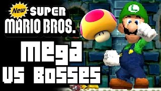 New Super Mario Bros ALL BOSSES with MEGA MUSHROOMS DS [upl. by Enifesoj]