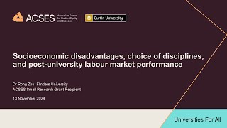 Socioeconomic disadvantages choice of disciplines and postuniversity labour market performance [upl. by Anaidiriv]