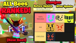 I Ranked ALL Bees After The New Update in Bee Swarm Simulator BEST to WORST Bees 2024 Edition [upl. by Brubaker]