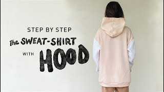 OVERSIZED HOODIE tutorial  step by step with pocket [upl. by Firman]