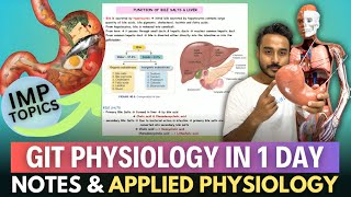 gastrointestinal physiology in 1 year in 2 days  git physiology important topics and note [upl. by Korey]