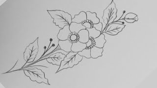 flower drawing with easy methodHow to draw flower step by stepembroidery patternUKarts786 [upl. by Aliehs]