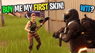 Asking Strangers To Buy My FIRST SKIN On Fortnite pretending to be a fake noob [upl. by Anerok]