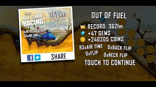 Hill Climb Racing 1590 60 fps Snow Mobile  Bogland 3621m full run [upl. by Lontson]