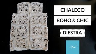 CHALECO A CROCHET CON GRANNY SQUARE  DIESTRA  CHIC DIY [upl. by Kidd]