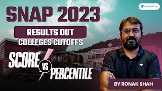 SNAP 2023  Results Out  Score Vs Percentile  Colleges Cutoffs  Ronak Shah [upl. by Ahsiemak]