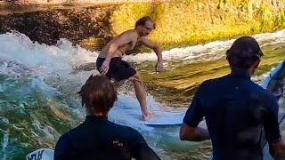 Englischer garten München Eisbachwelle Munich Surfing 1592422 [upl. by Ferri]