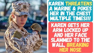 Karen Gets Her Nose Broken by a Marine After Repeatedly Poking Her in the Chest [upl. by Ahseinek]