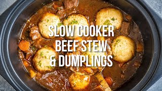 Slow Cooker Beef Stew and Dumplings  Supergolden Bakes [upl. by Krawczyk]