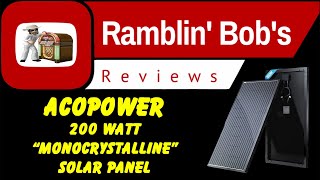 ACOPOWER 200 watt Monocrystalline Solar Panel [upl. by Lamp]