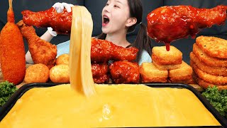 양념치킨 amp 치즈퐁듀 🧀 핫도그 치즈볼 먹방 레시피 Cheese Fondue Chicken Cheese Balls Fried Shrimp Mukbang ASMR Ssoyoung [upl. by Dayir]