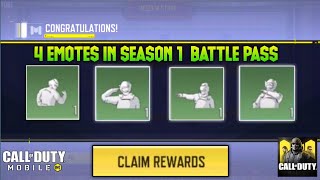 YOU WONT BELIEVE CODM SEASON 1 BATTLE PASS WITH 4 EMOTES COD MOBILE CALL OF DUTY MOBILE [upl. by Pearman217]