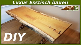 DIY Luxus Tisch selber bauen  Anleitung  XXL Massivholz Esstisch  Franks Shed [upl. by Airdnalahs19]