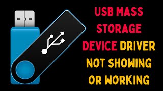 How to Fix USB Mass Storage Device Driver Not Showing or Working on Windows 11 [upl. by Estus]