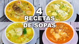 4 SOPAS DELICIOSAS Y FÁCILES DE PREPARAR  Cocina Peruana  Sabroso [upl. by Cassandry]