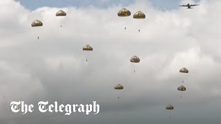 In full Armed Forces reenact parachute drop in Normandy  Dday [upl. by Nevs]