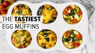 EGG MUFFINS 3 WAYS  healthy breakfast meal prep recipe [upl. by Amo]